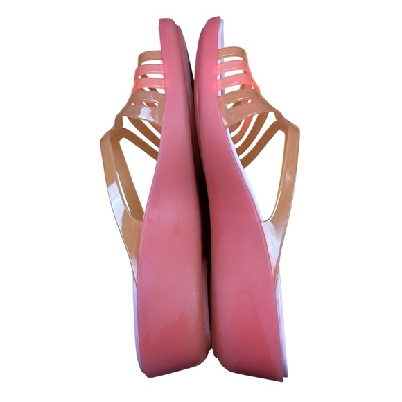 CROCS Isabella Flat Mini Wedges Pink and Orange Sandals Women’s Sz 8 - Picture 5 of 9